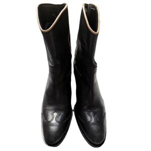 Women's Leather‎ Black Car Shoe Western Boots Pull Tabs 36 1/2 EU ( USA Sz 6)